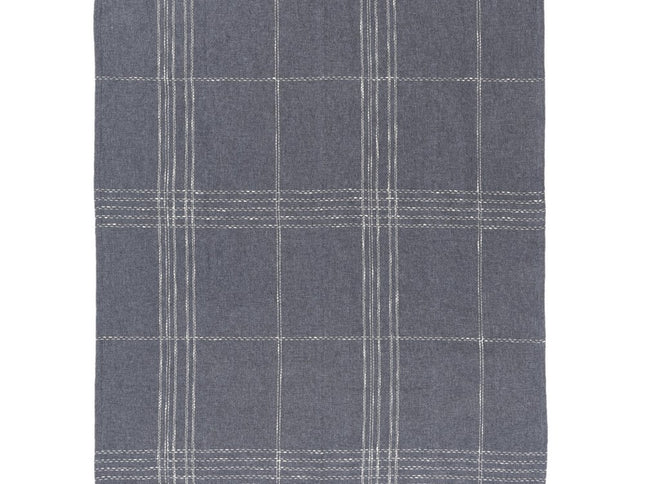 50" X 60" Blue And Ivory Plaid Cotton Blend Woven Throw Blanket