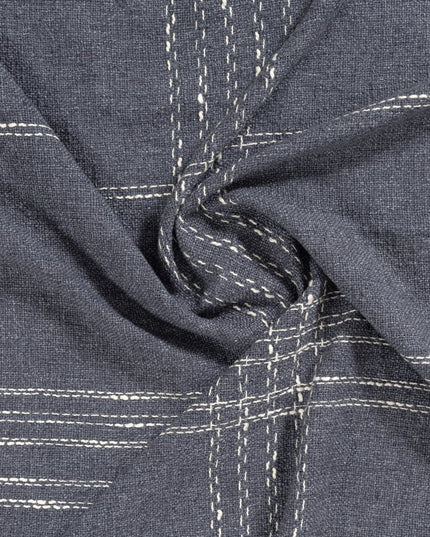 50" X 60" Blue And Ivory Plaid Cotton Blend Woven Throw Blanket