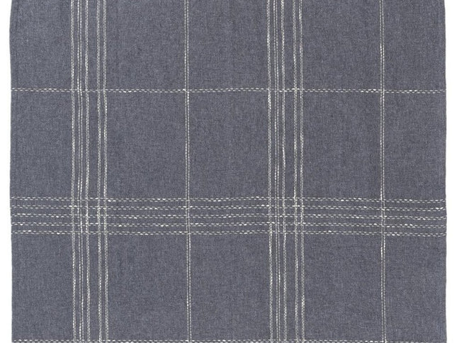 50" X 60" Blue And Ivory Plaid Cotton Blend Woven Throw Blanket