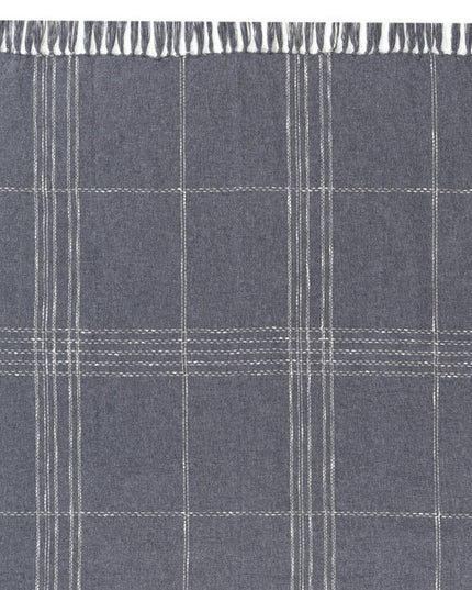 50" X 60" Blue And Ivory Plaid Cotton Blend Woven Throw Blanket