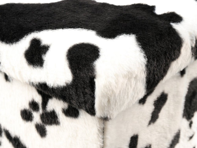 15" Plastic Cow Print Storage Ottoman