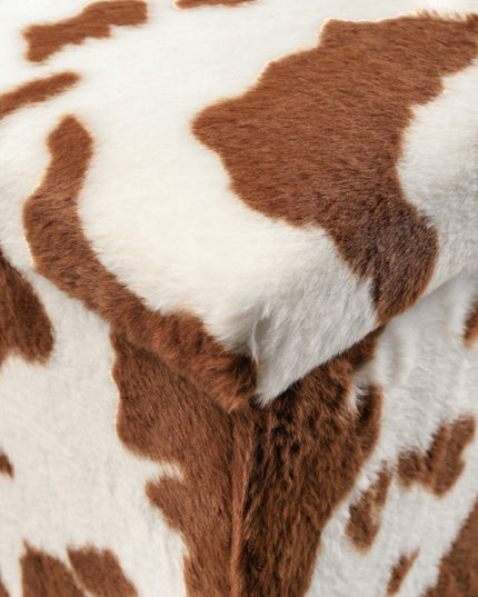 15" Plastic Cow Print Storage Ottoman