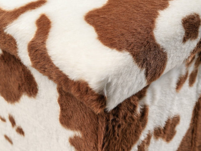 15" Plastic Cow Print Storage Ottoman