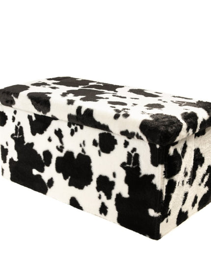 30" Plastic Cow Print Storage Ottoman