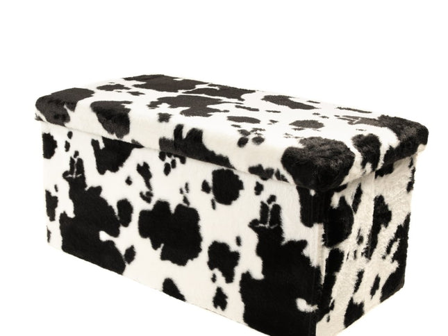 30" Plastic Cow Print Storage Ottoman