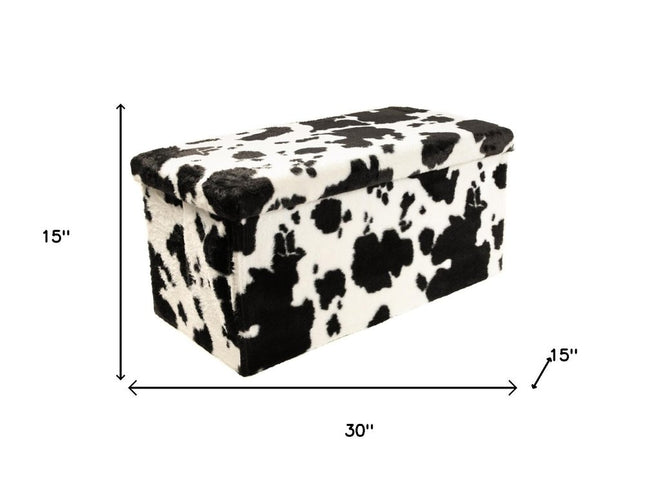 30" Plastic Cow Print Storage Ottoman