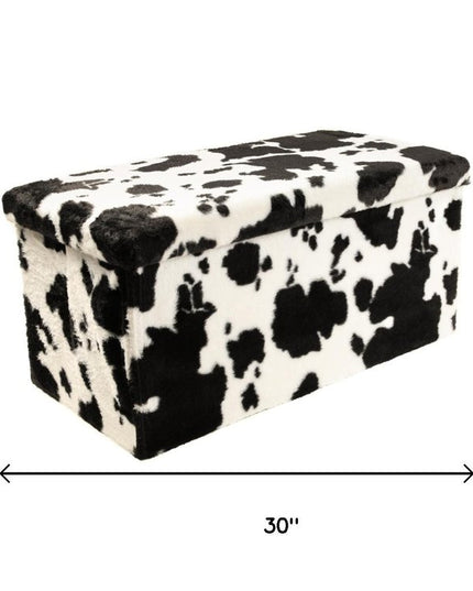 30" Plastic Cow Print Storage Ottoman