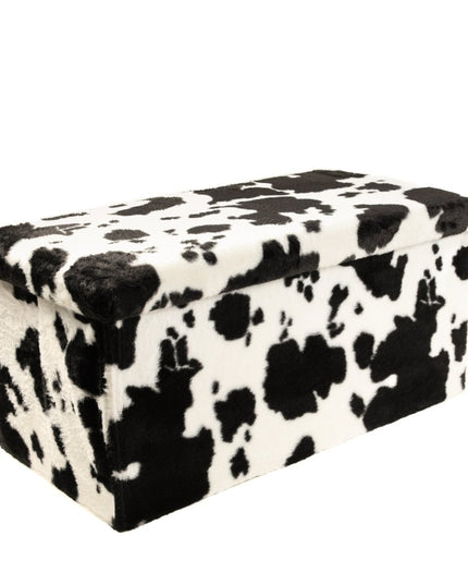 30" Plastic Cow Print Storage Ottoman