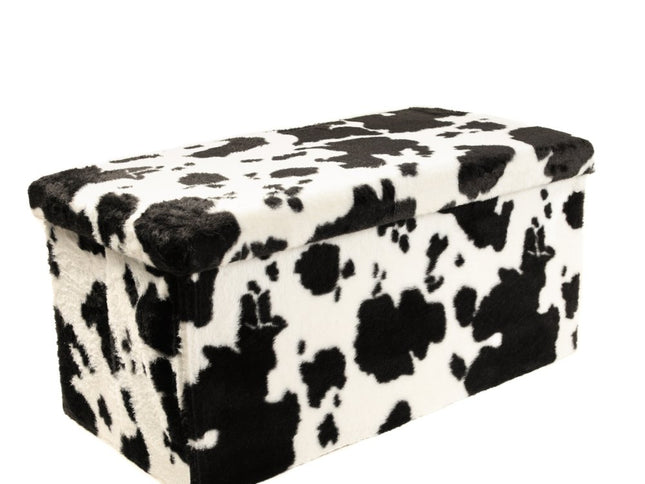 30" Plastic Cow Print Storage Ottoman