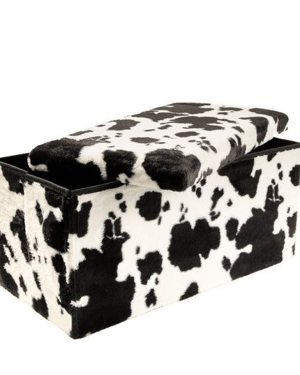 30" Plastic Cow Print Storage Ottoman