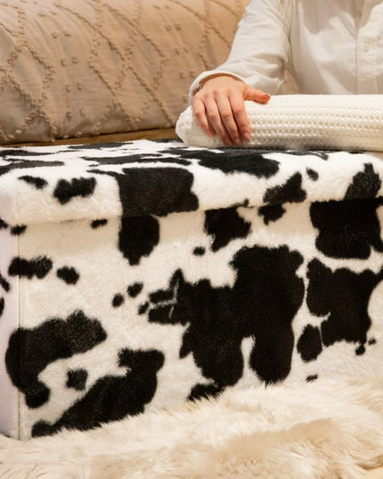 30" Plastic Cow Print Storage Ottoman