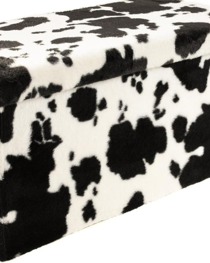 30" Plastic Cow Print Storage Ottoman