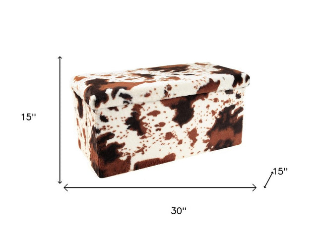 30" Plastic Cow Print Storage Ottoman