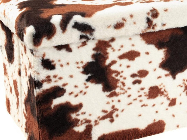 30" Plastic Cow Print Storage Ottoman