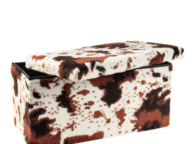 30" Plastic Cow Print Storage Ottoman