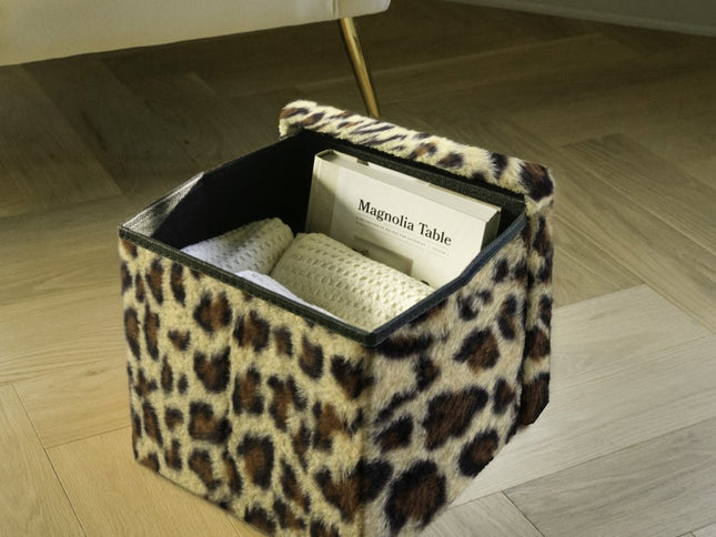 12" Plastic Animal Print Storage Ottoman