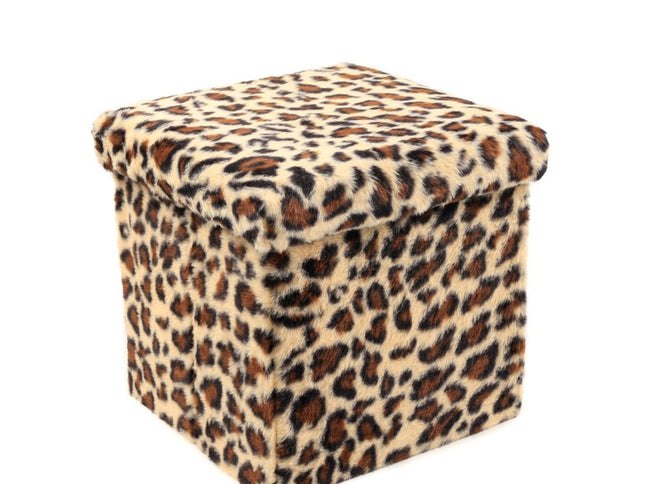 12" Plastic Animal Print Storage Ottoman