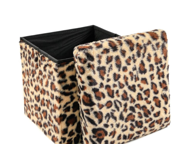 12" Plastic Animal Print Storage Ottoman
