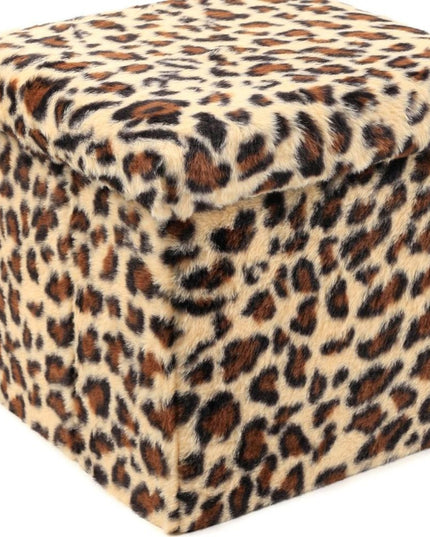 12" Plastic Animal Print Storage Ottoman