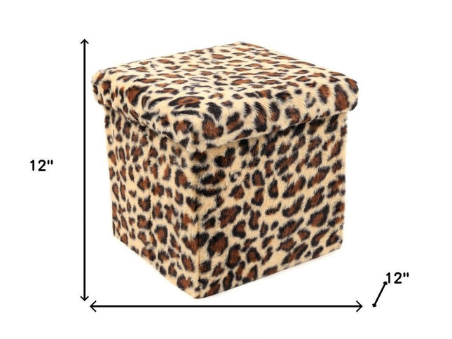 12" Plastic Animal Print Storage Ottoman