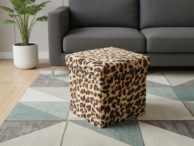 12" Plastic Animal Print Storage Ottoman