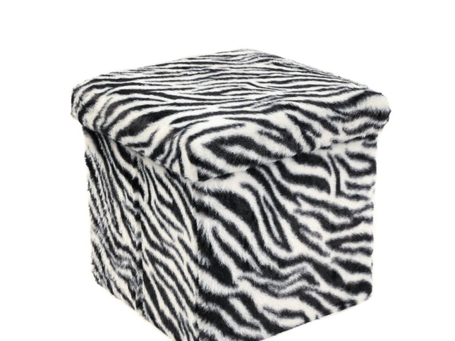 12" Plastic Animal Print Storage Ottoman