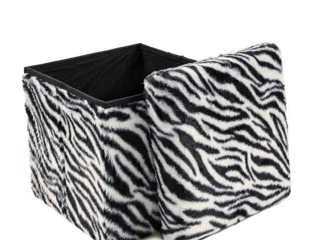 12" Plastic Animal Print Storage Ottoman