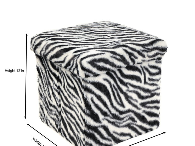 12" Plastic Animal Print Storage Ottoman