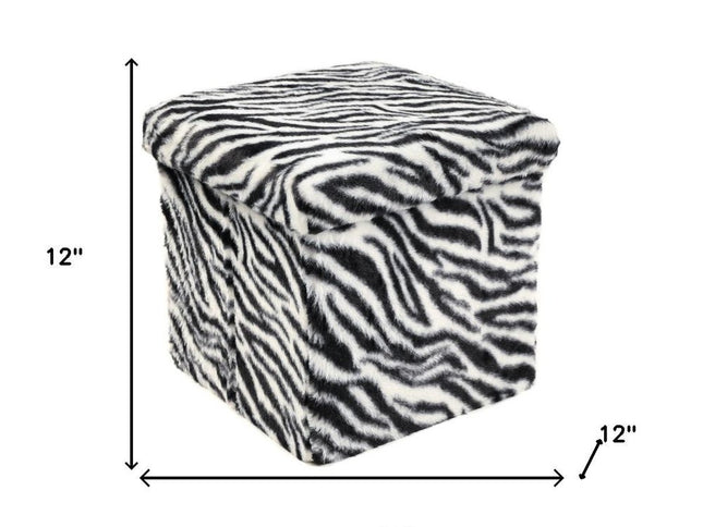 12" Plastic Animal Print Storage Ottoman