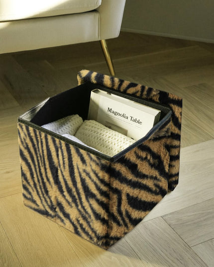 12" Plastic Animal Print Storage Ottoman