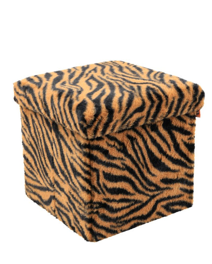 12" Plastic Animal Print Storage Ottoman