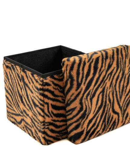 12" Plastic Animal Print Storage Ottoman