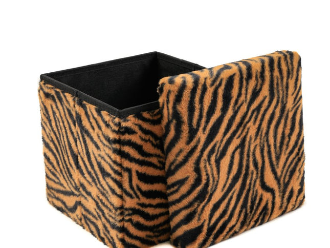 12" Plastic Animal Print Storage Ottoman