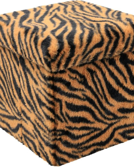 12" Plastic Animal Print Storage Ottoman
