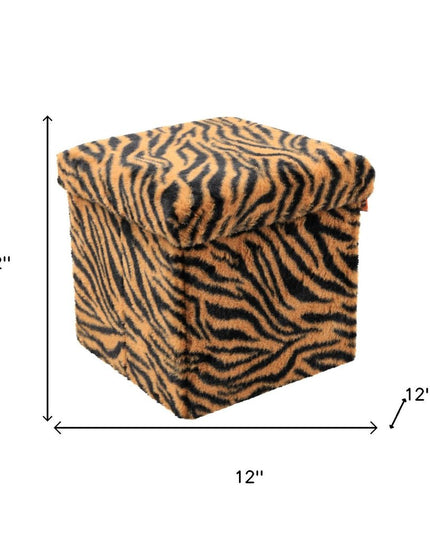 12" Plastic Animal Print Storage Ottoman