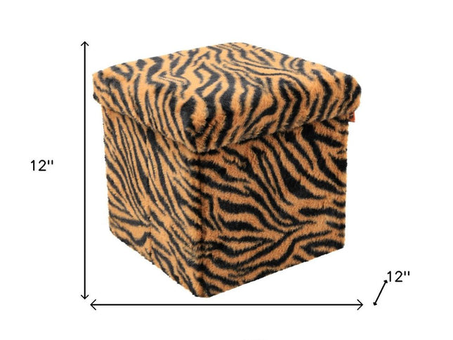 12" Plastic Animal Print Storage Ottoman