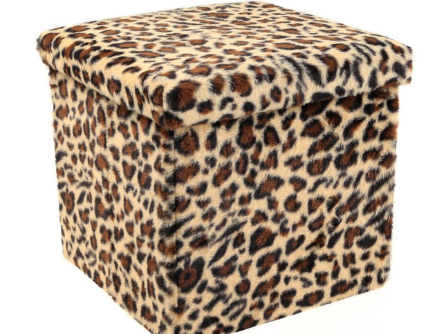 15" Plastic Animal Print Storage Ottoman