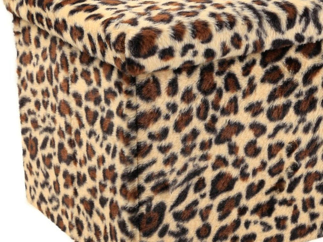 15" Plastic Animal Print Storage Ottoman