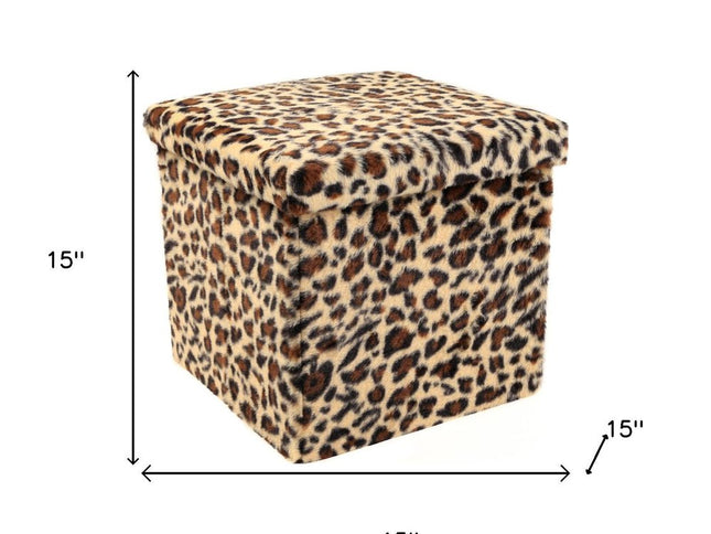 15" Plastic Animal Print Storage Ottoman