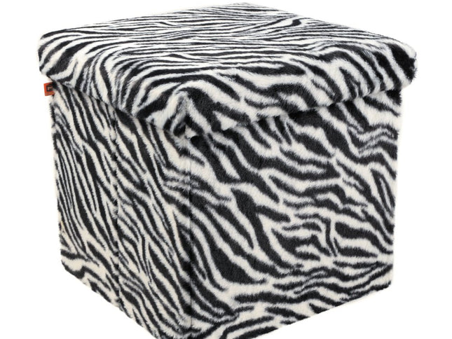 15" Plastic Animal Print Storage Ottoman