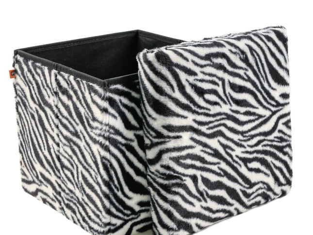 15" Plastic Animal Print Storage Ottoman