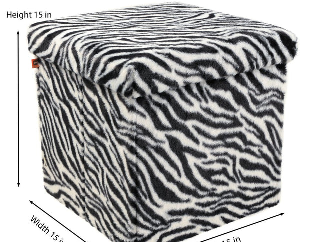 15" Plastic Animal Print Storage Ottoman