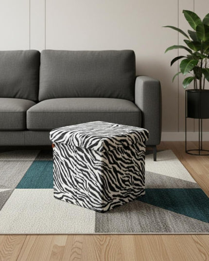 15" Plastic Animal Print Storage Ottoman