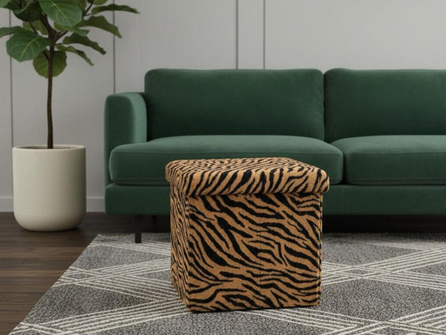 15" Plastic Animal Print Storage Ottoman