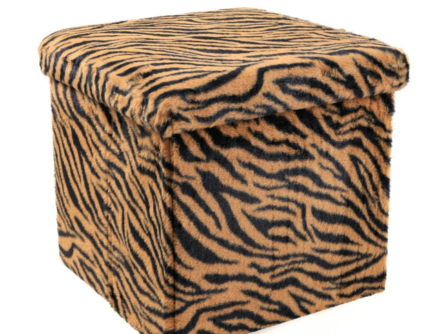 15" Plastic Animal Print Storage Ottoman