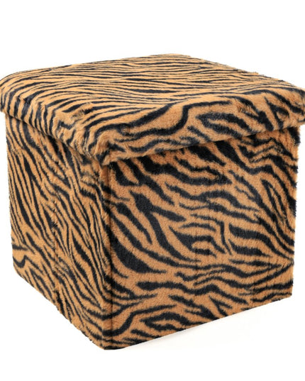 15" Plastic Animal Print Storage Ottoman
