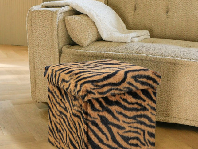 15" Plastic Animal Print Storage Ottoman