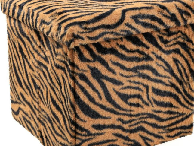 15" Plastic Animal Print Storage Ottoman