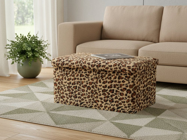 30" Plastic Animal Print Storage Ottoman
