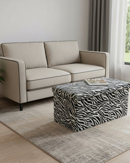 30" Plastic Animal Print Storage Ottoman